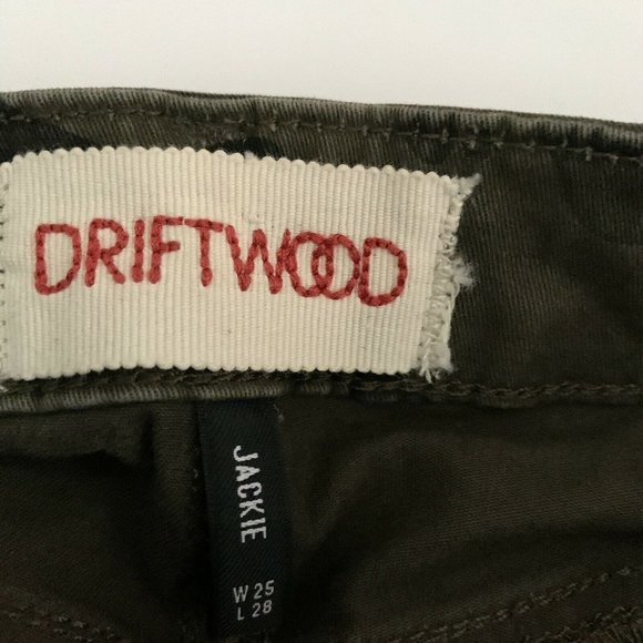 Driftwood Jackie Jeans Size 25 Camo Green-Brown Skinny with Orange Aztec Stripe - Picture 9 of 10